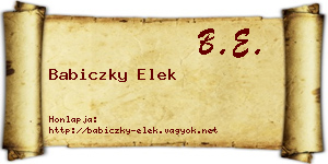Babiczky Elek névjegykártya